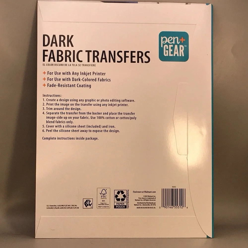 Pen + Gear Dark Fabric Transfers‎ 8.5x11